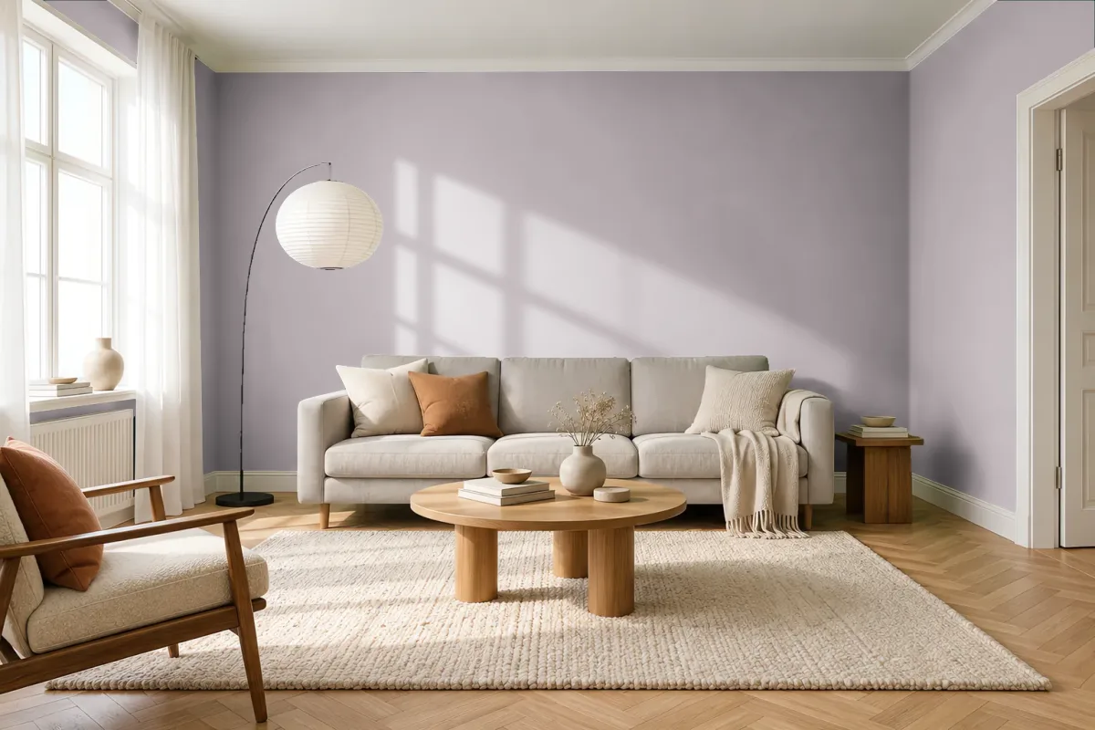 Краска PANTONE 15-3802 Cloud Gray — гостиная в скандинавском стиле