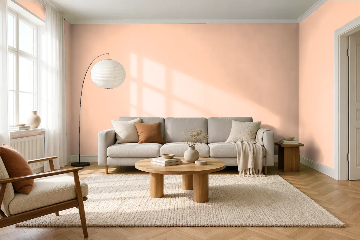 Краска PANTONE 13-1026 Creampuff — гостиная в скандинавском стиле
