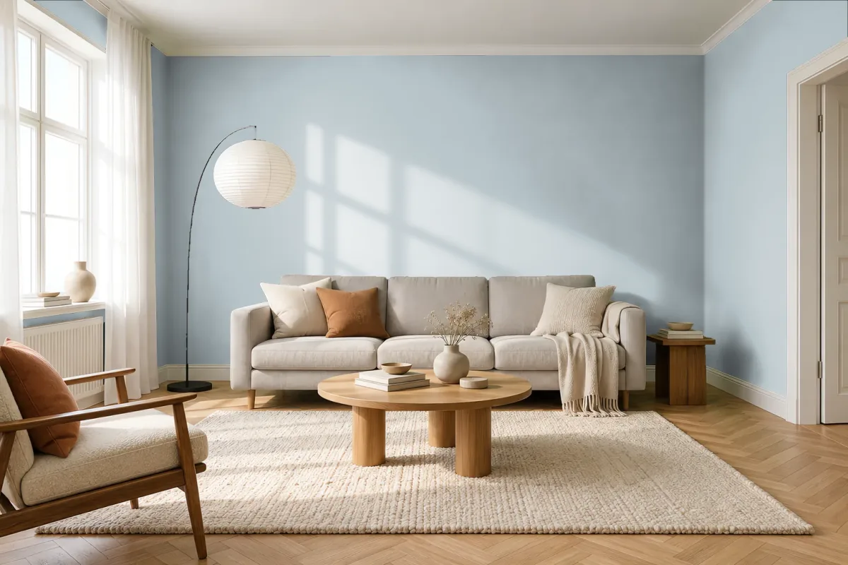 Краска Little Greene LG 184 Bone China Blue - Deep — гостиная в скандинавском стиле