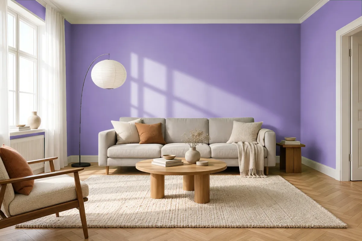 Краска PANTONE 17-3640 Fairy Wren — гостиная в скандинавском стиле