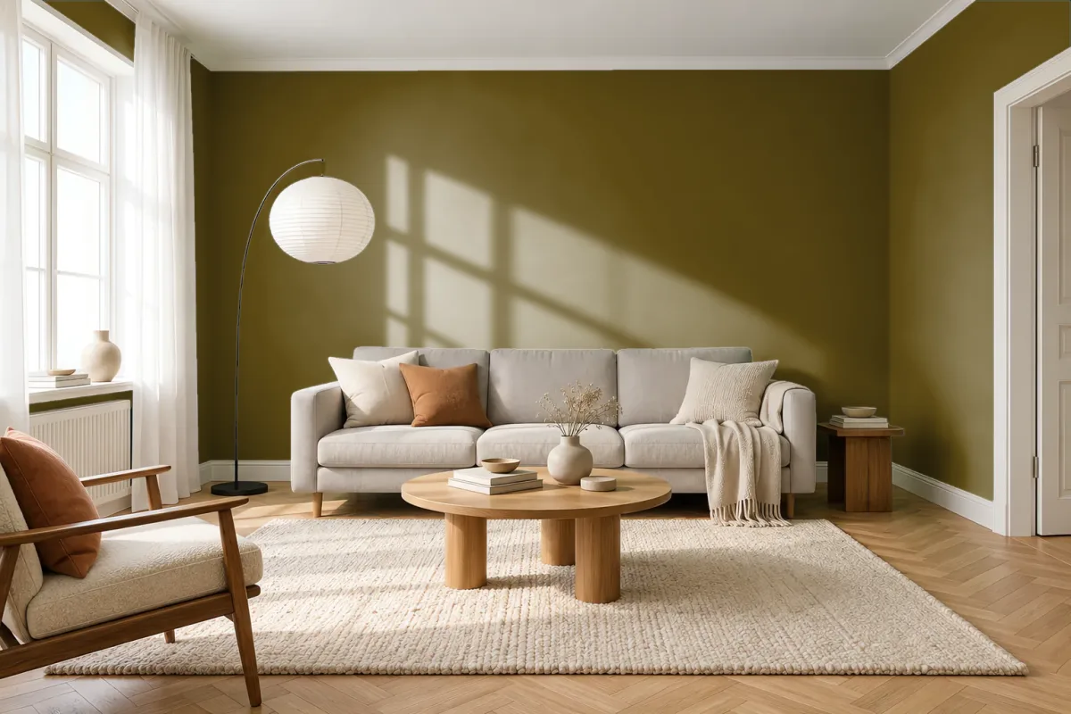 Краска PANTONE 18-0627 Fir Green — гостиная в скандинавском стиле