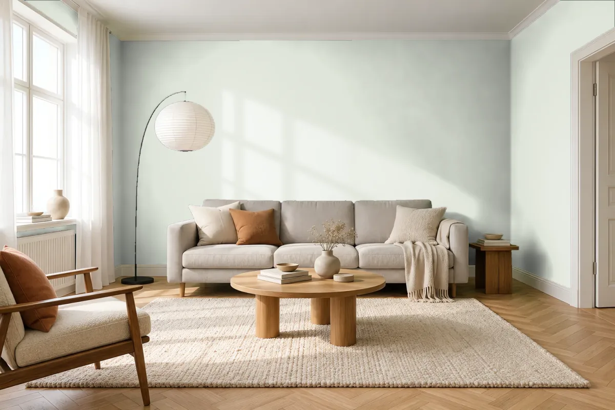 Краска PANTONE 12-6207 Frost — гостиная в скандинавском стиле