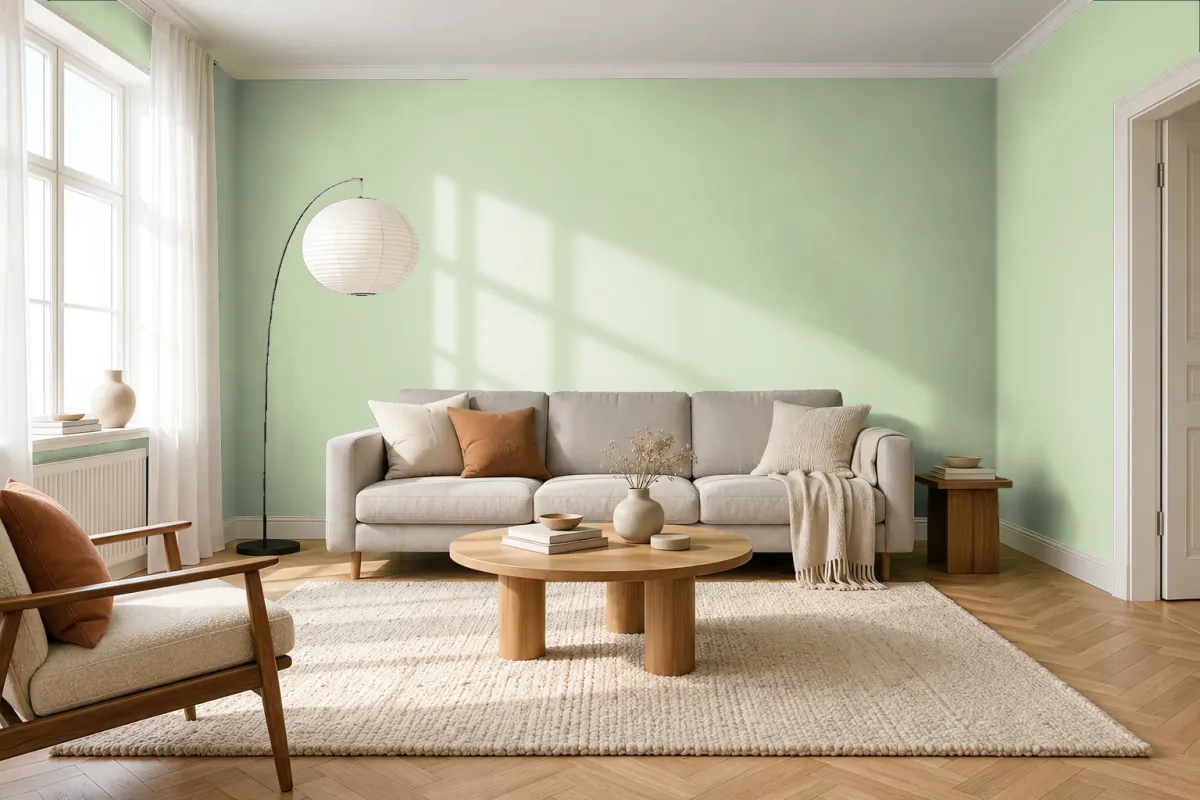 Краска PANTONE 12-0317 Gleam — гостиная в скандинавском стиле