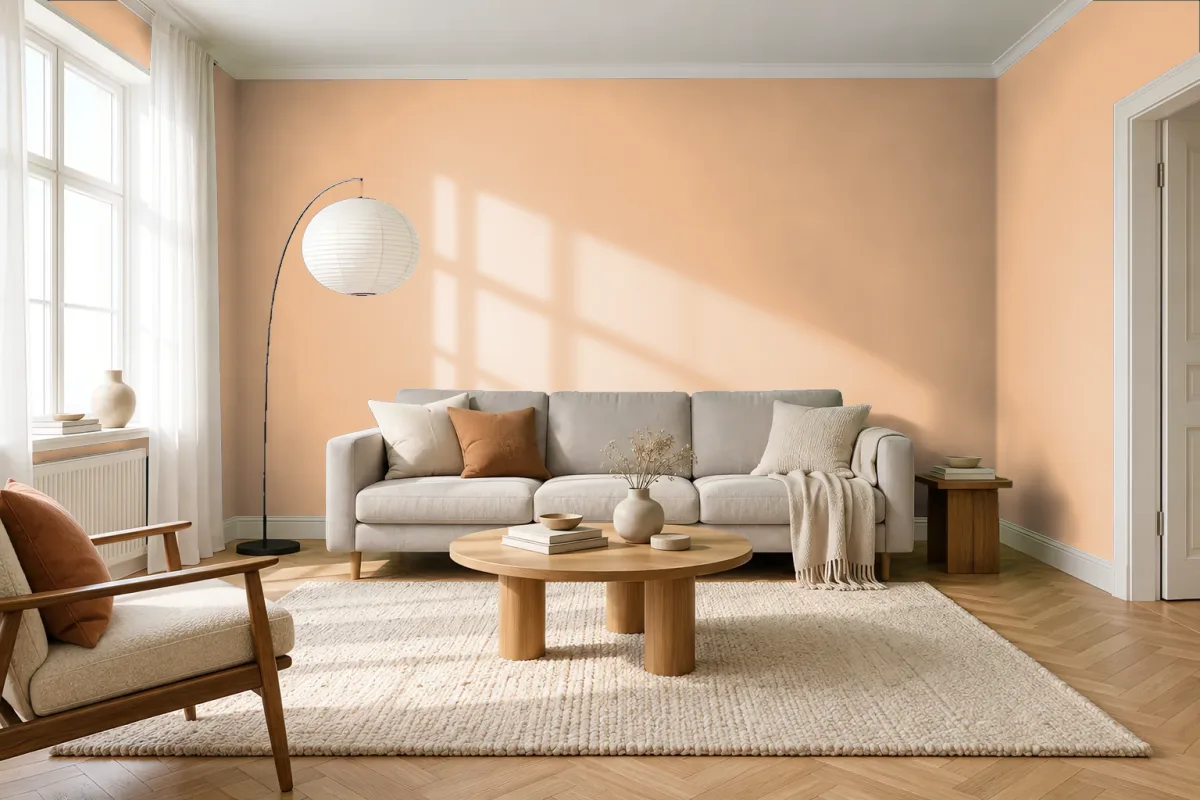 Краска PANTONE 12-0921 Golden Straw — гостиная в скандинавском стиле