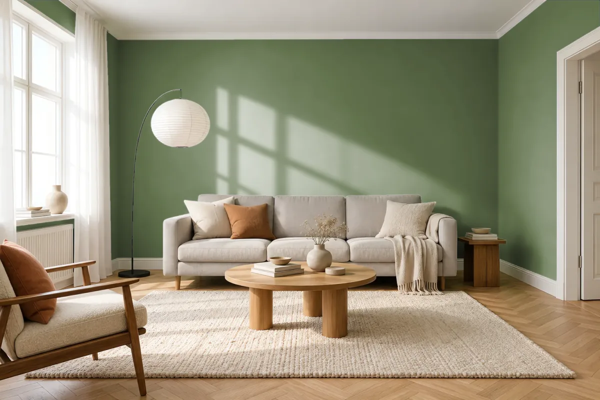 Краска PANTONE 18-0107 Kale — гостиная в скандинавском стиле