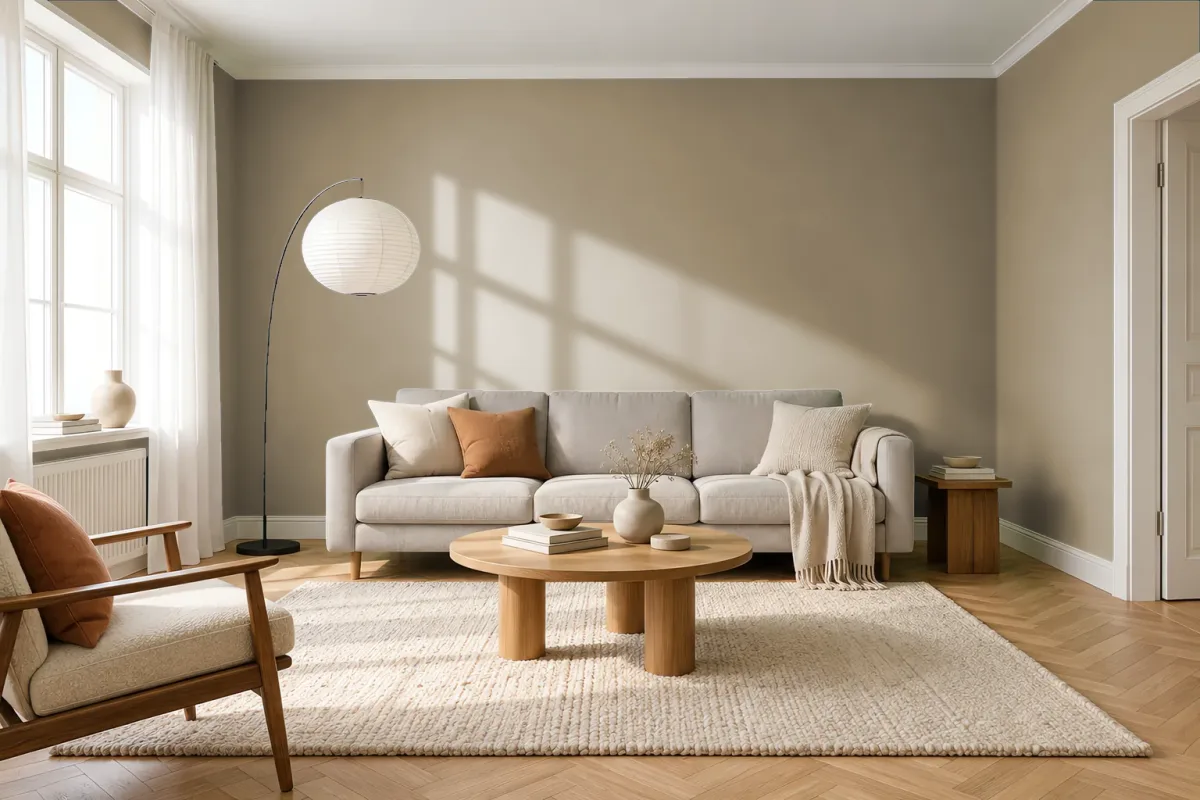 Краска PANTONE 17-1022 Kelp — гостиная в скандинавском стиле