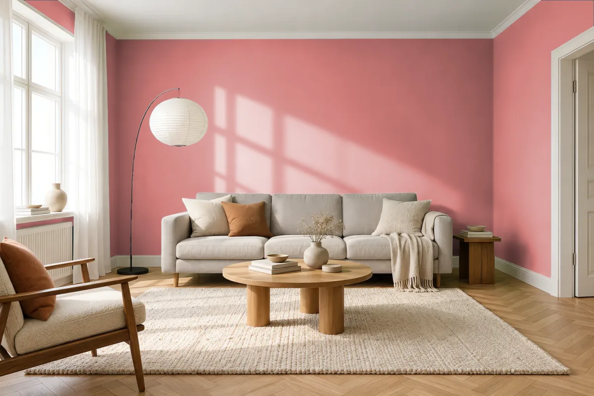 Краска PANTONE 16-1624 Lantana — гостиная в скандинавском стиле