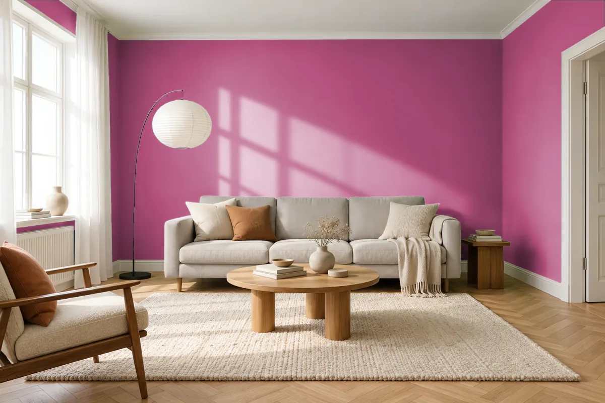 Краска PANTONE 17-2227 Lilac Rose — гостиная в скандинавском стиле