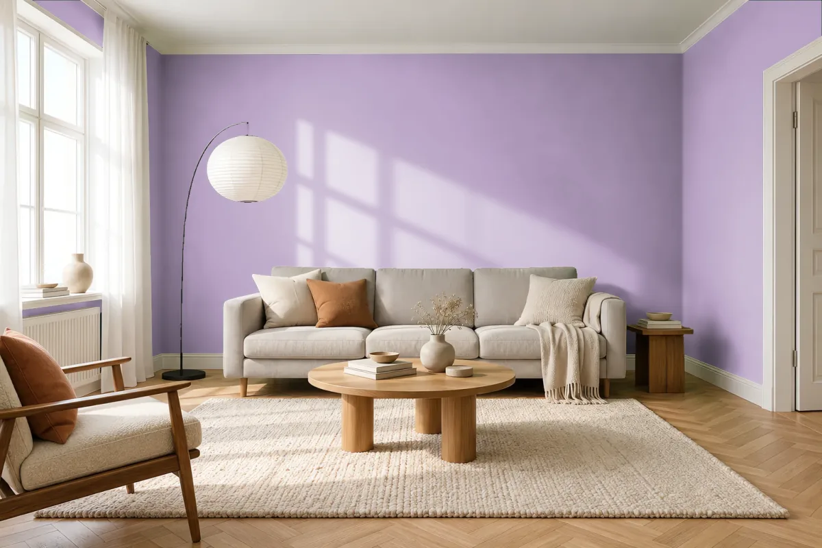 Краска PANTONE 16-3521 Lupine — гостиная в скандинавском стиле