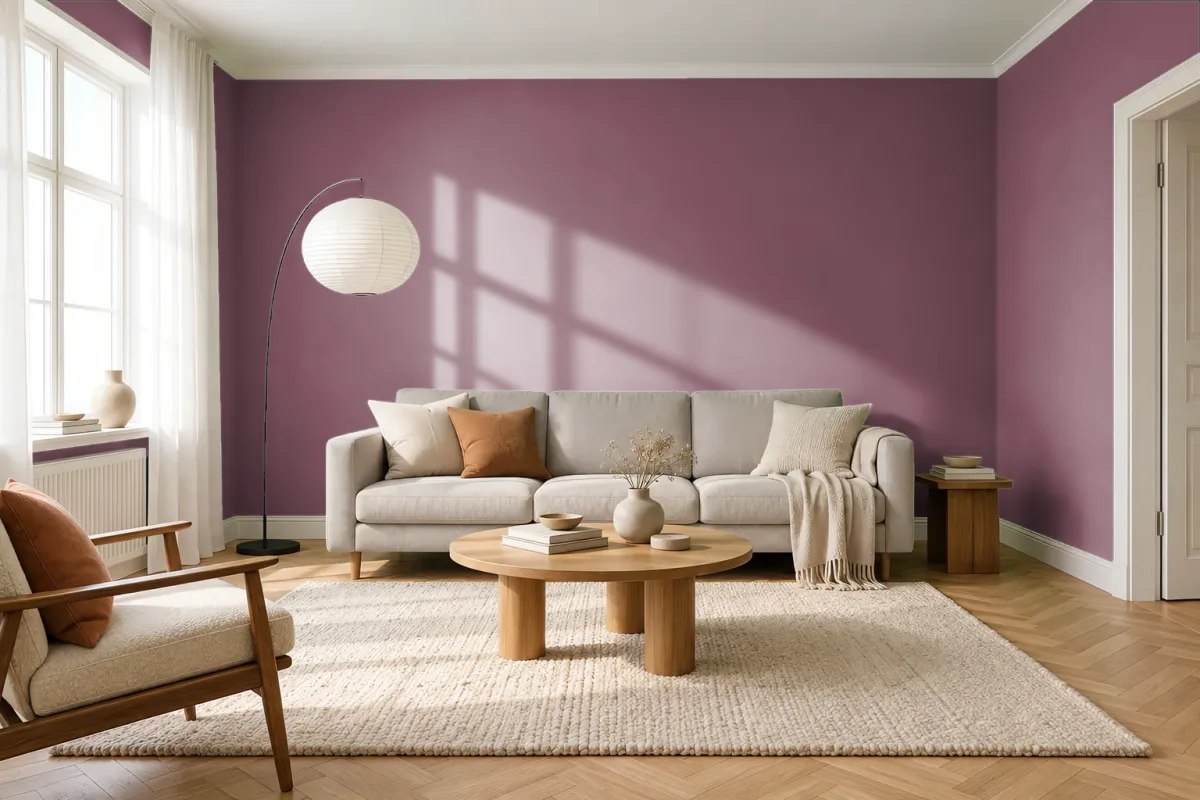 Краска PANTONE 18-1619 Maroon — гостиная в скандинавском стиле