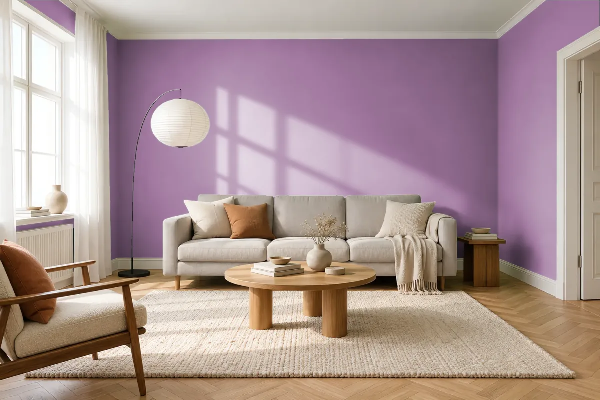 Краска PANTONE 17-3014 Mulberry — гостиная в скандинавском стиле