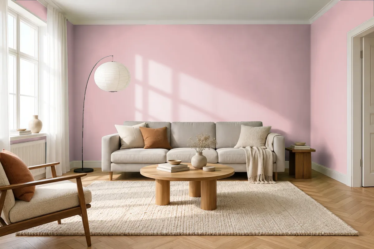 Краска PANTONE 14-1907 Peachskin — гостиная в скандинавском стиле