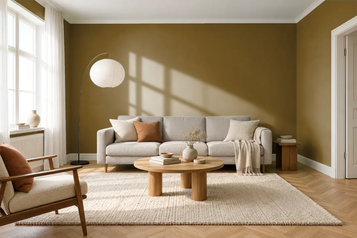 Краска PANTONE 18-0832 Plantation — гостиная в скандинавском стиле
