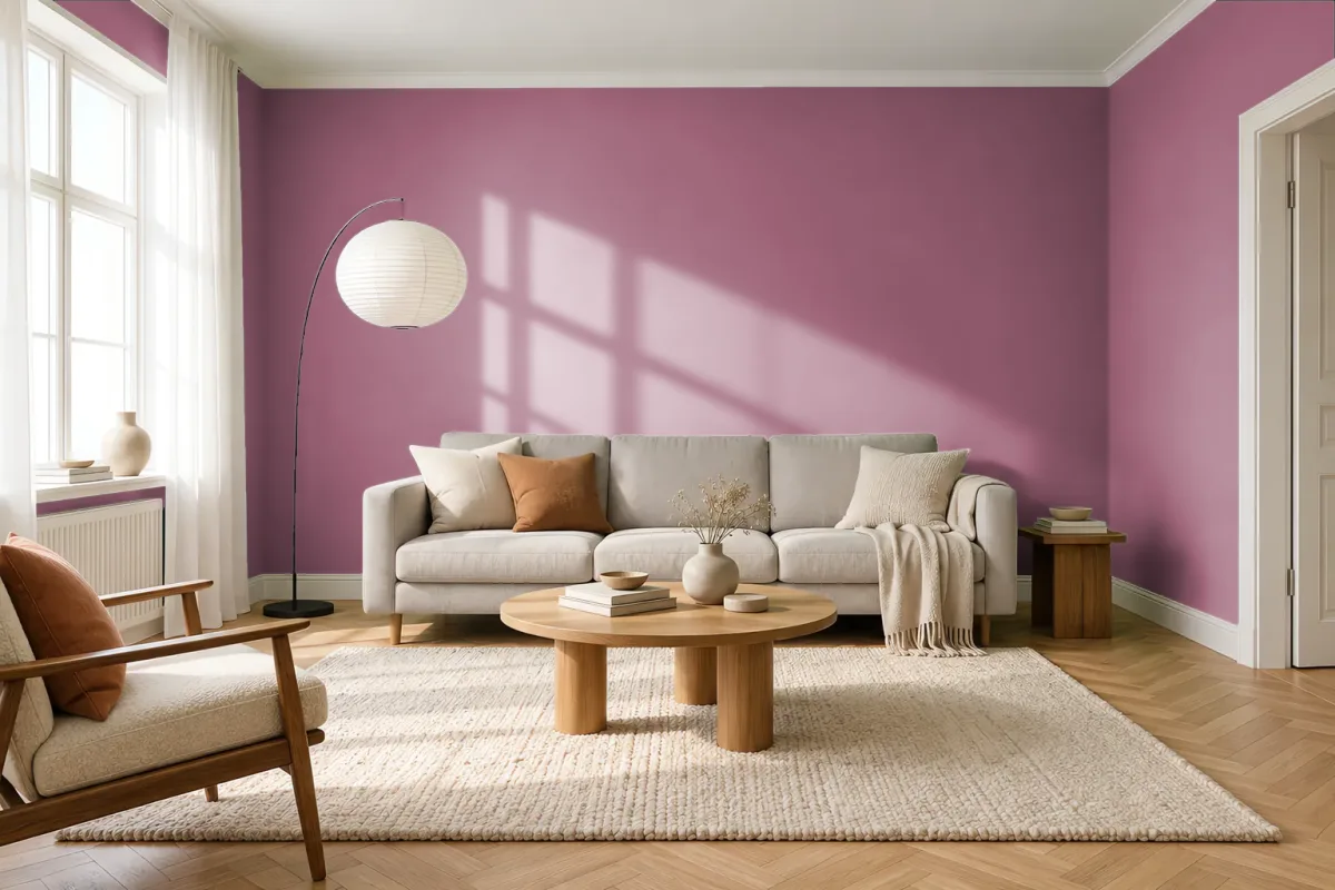 Краска PANTONE 17-1623 Rose Wine — гостиная в скандинавском стиле
