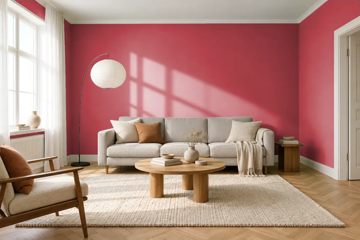 Краска Little Greene LG 279 Cape Red — гостиная в скандинавском стиле
