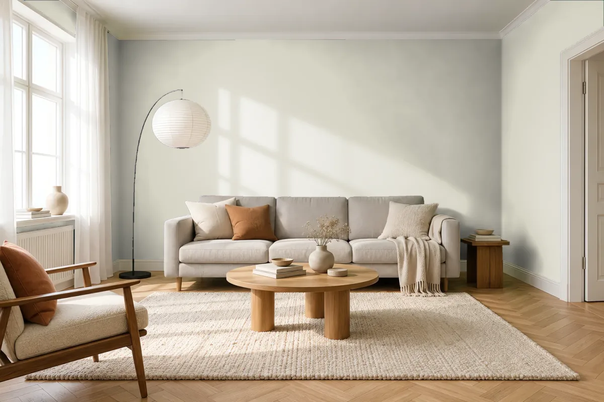 Краска PANTONE 12-6204 Silver Green — гостиная в скандинавском стиле