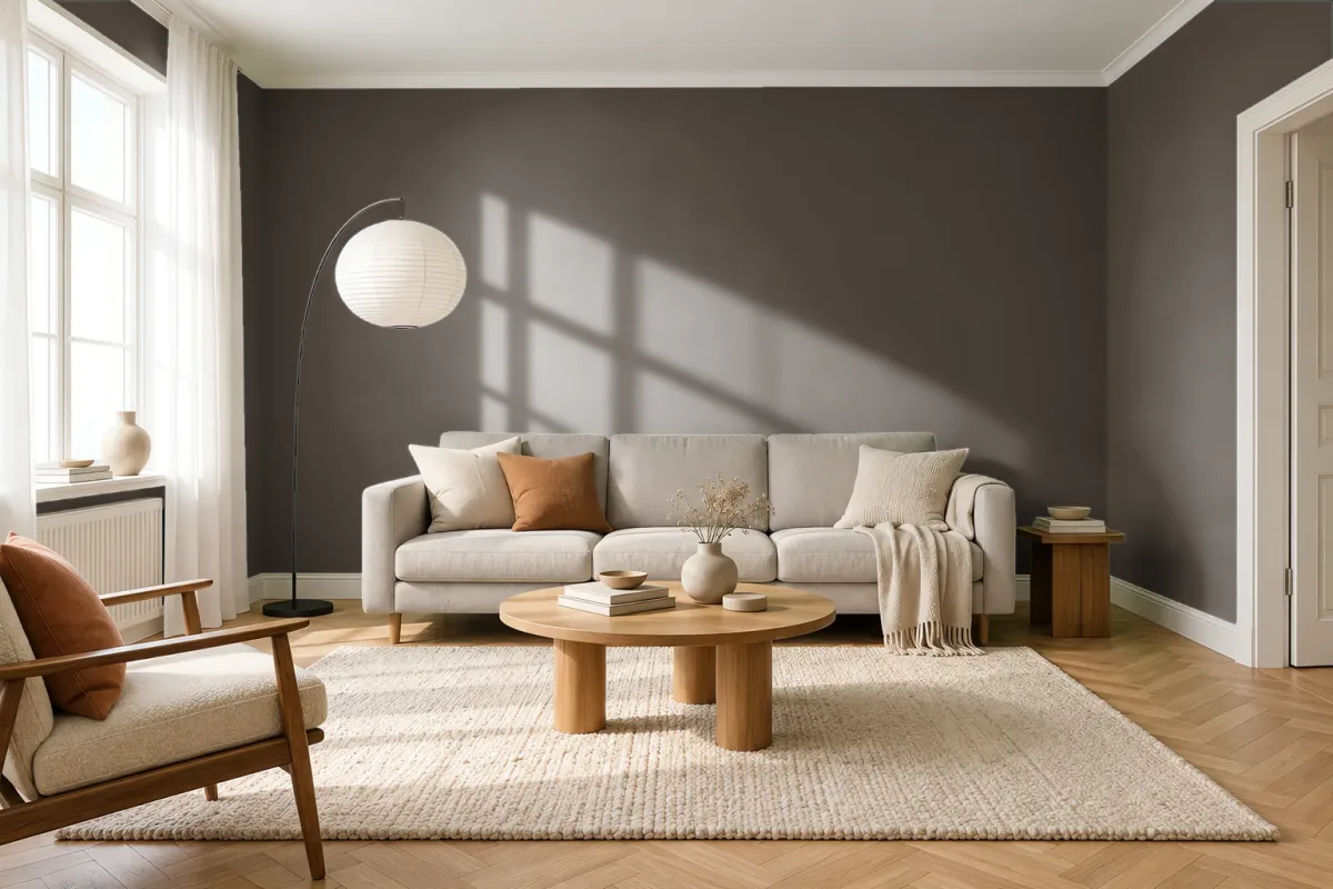 Краска PANTONE 19-0814 Slate Black — гостиная в скандинавском стиле