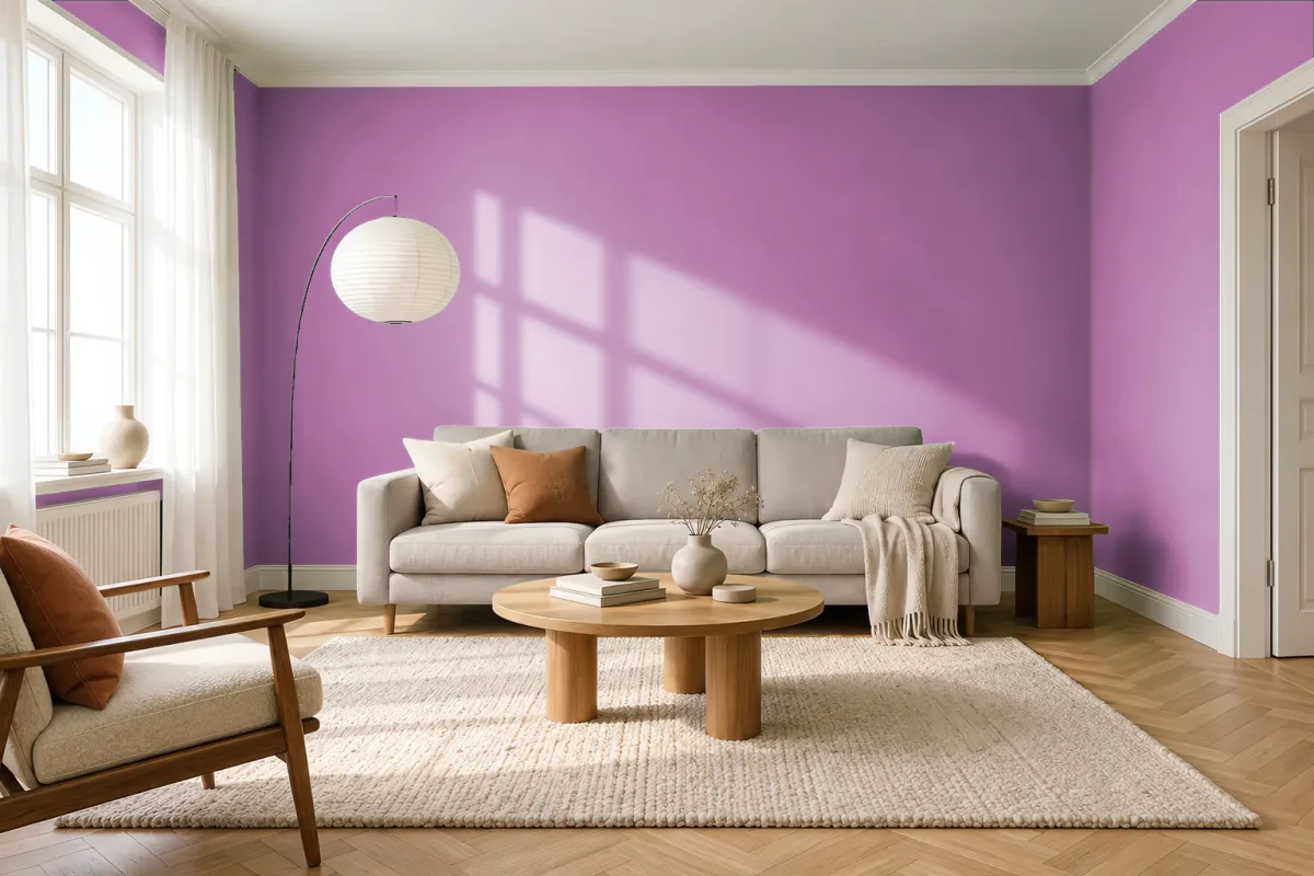 Краска PANTONE 17-3020 Spring Crocus — гостиная в скандинавском стиле