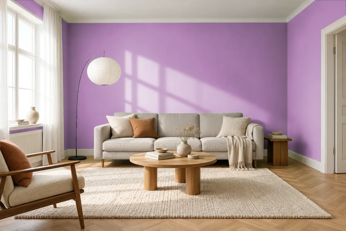 Краска PANTONE 16-3320 Violet — гостиная в скандинавском стиле