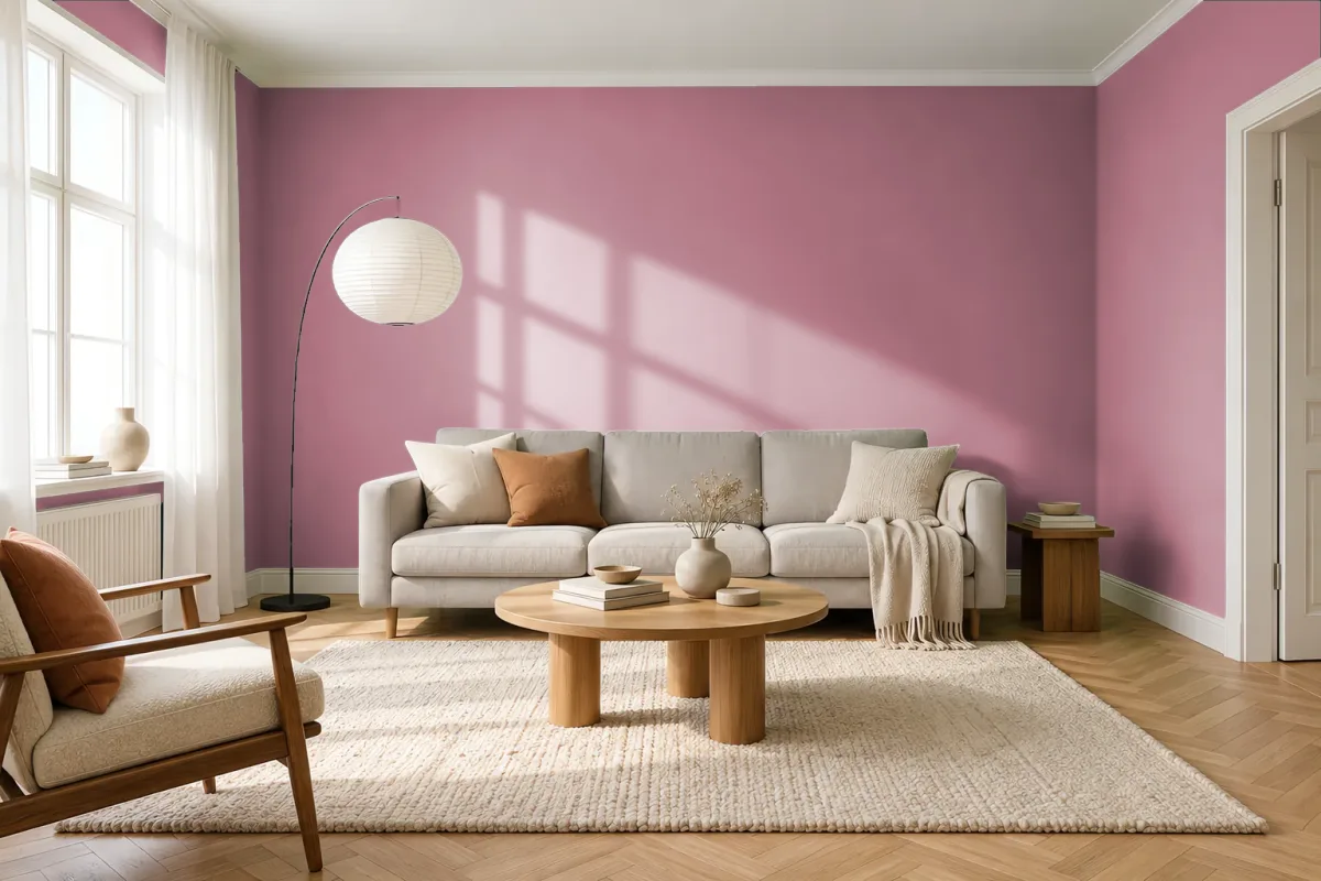 Краска PANTONE 695 C — гостиная в скандинавском стиле