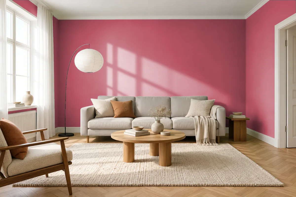 Краска PANTONE 703 C — гостиная в скандинавском стиле
