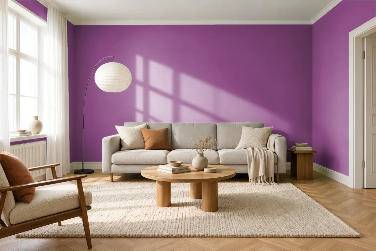 Краска PANTONE 512 C — гостиная в скандинавском стиле