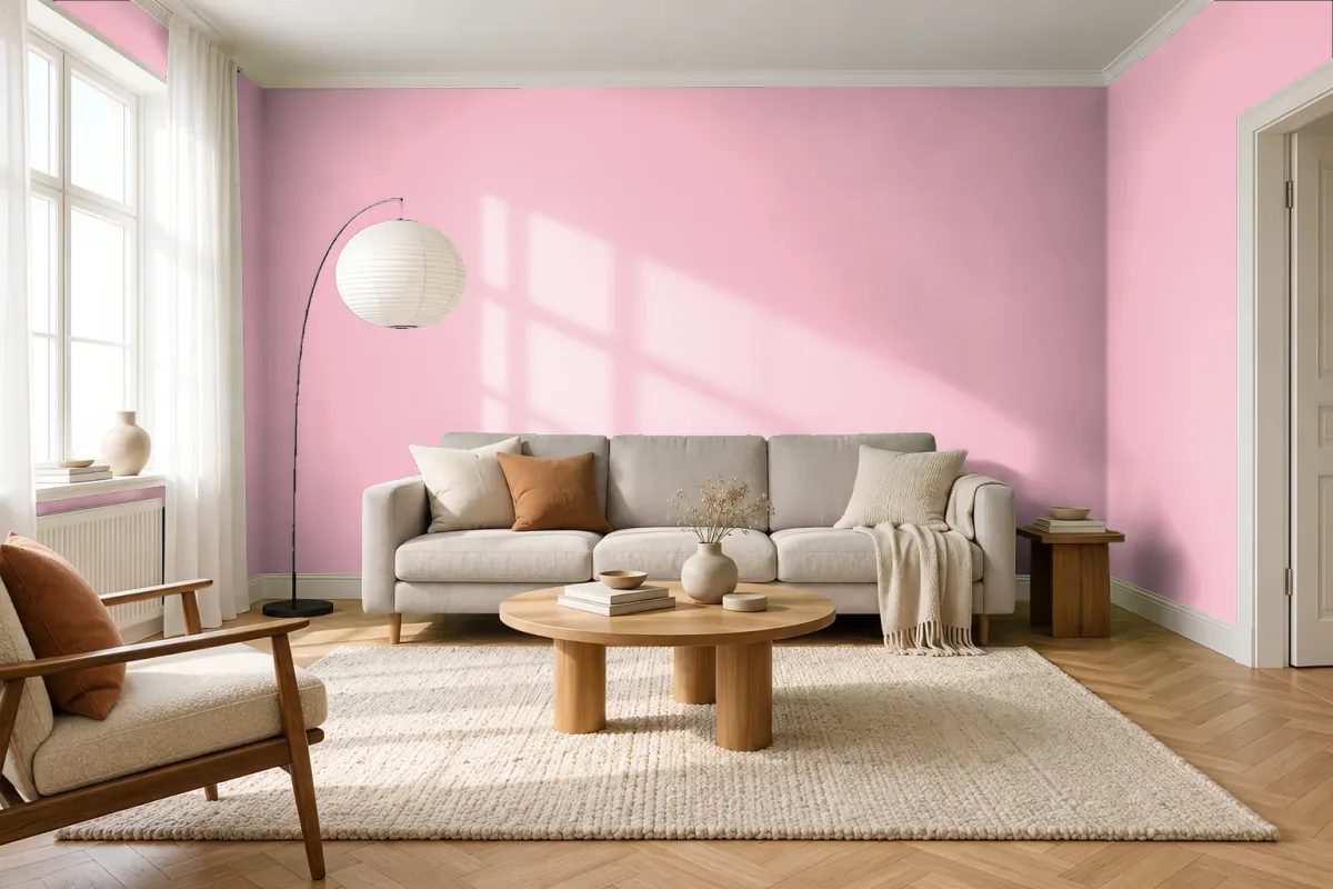 Краска PANTONE 707 C — гостиная в скандинавском стиле