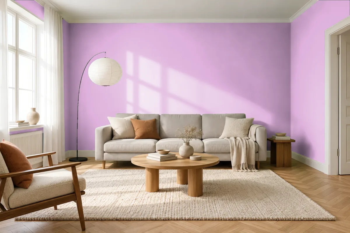 Краска PANTONE 515 C — гостиная в скандинавском стиле