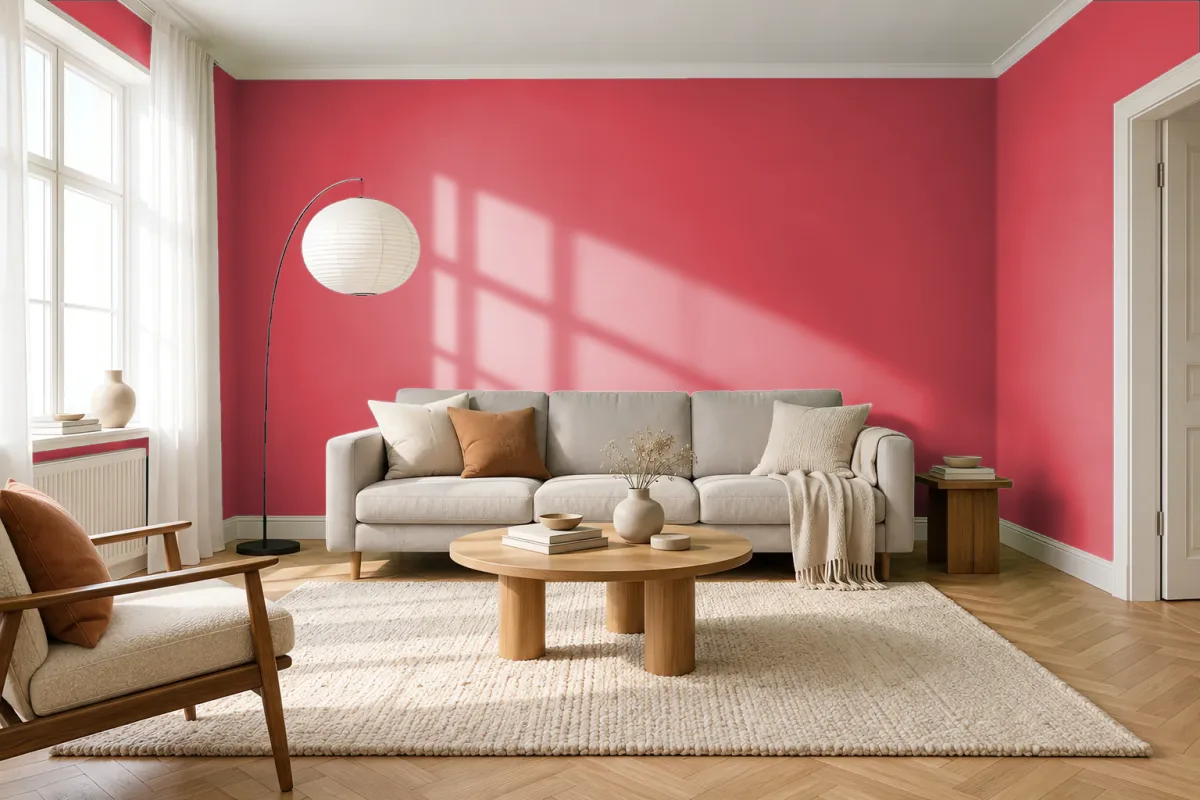 Краска PANTONE 711 C — гостиная в скандинавском стиле