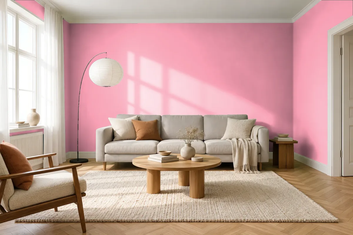 Краска PANTONE 1765 C — гостиная в скандинавском стиле
