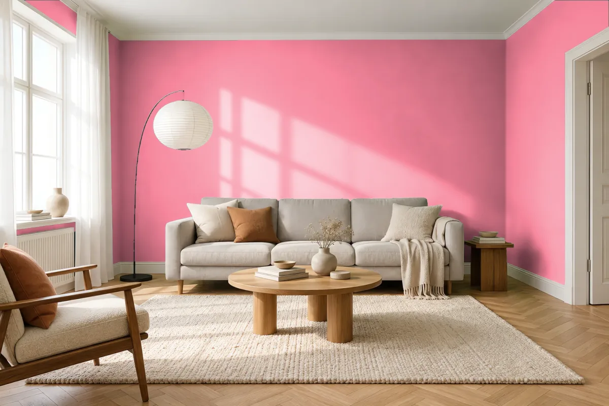 Краска PANTONE 1775 C — гостиная в скандинавском стиле