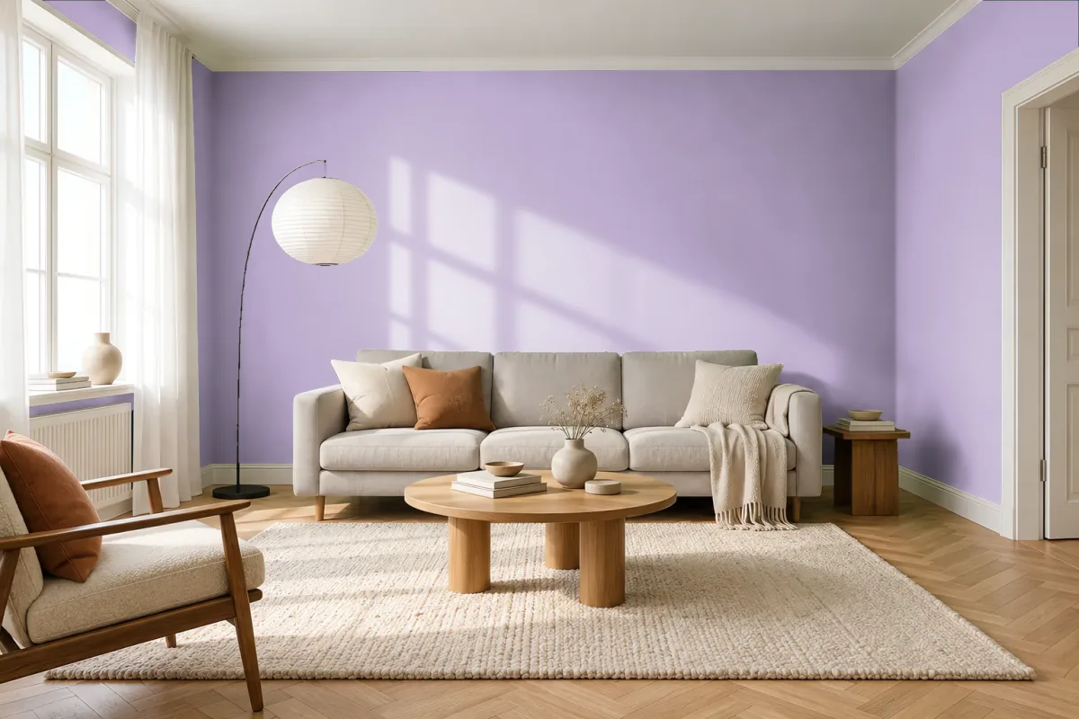 Краска PANTONE 522 C — гостиная в скандинавском стиле