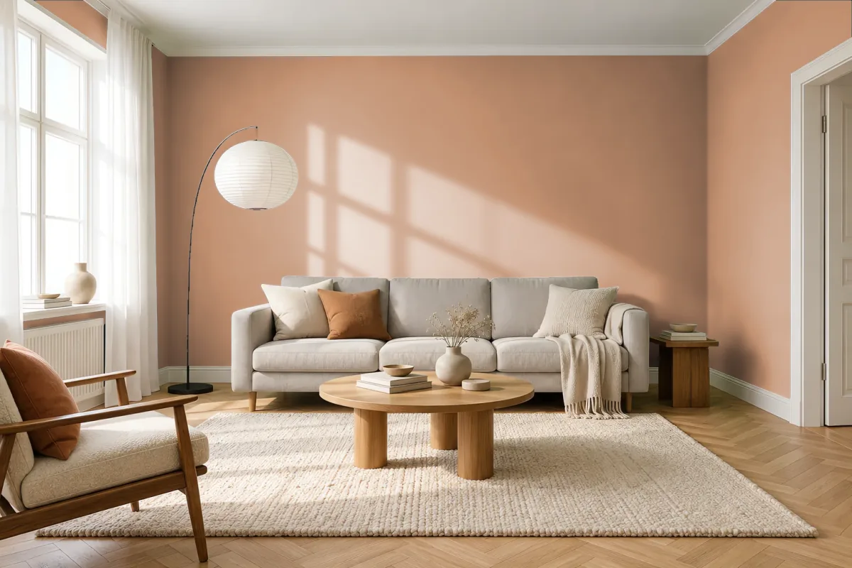 Краска PANTONE 729 C — гостиная в скандинавском стиле