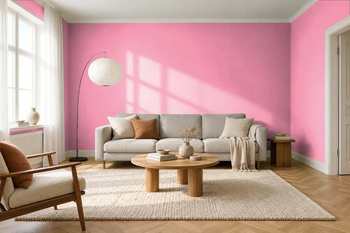 Краска PANTONE 183 C — гостиная в скандинавском стиле