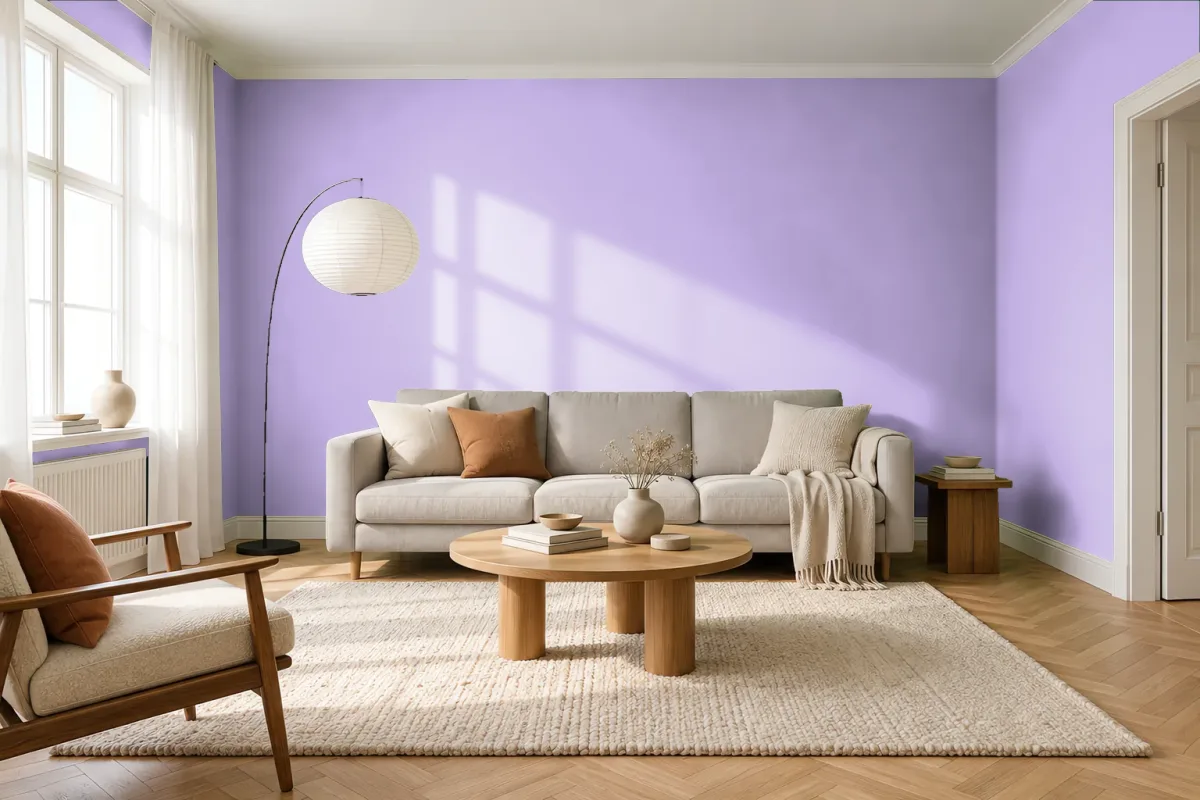 Краска PANTONE 529 C — гостиная в скандинавском стиле