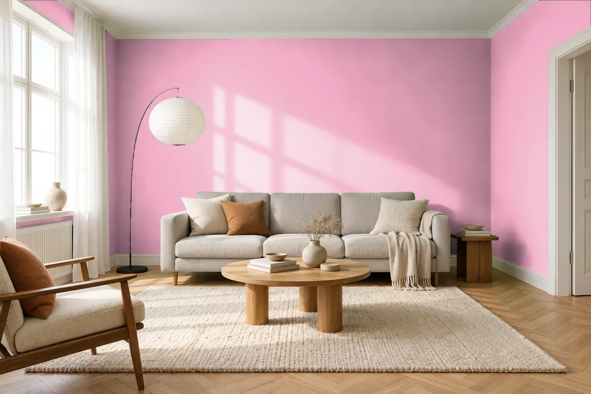 Краска PANTONE 189 C — гостиная в скандинавском стиле
