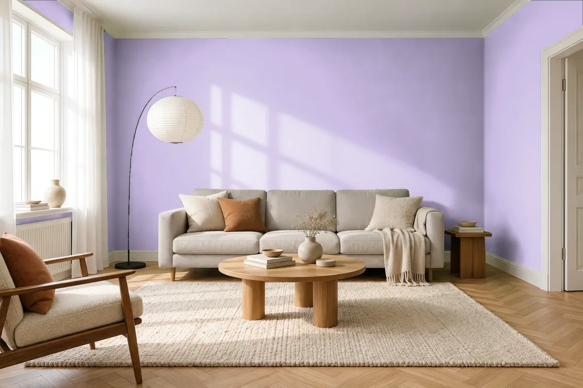 Краска PANTONE 530 C — гостиная в скандинавском стиле