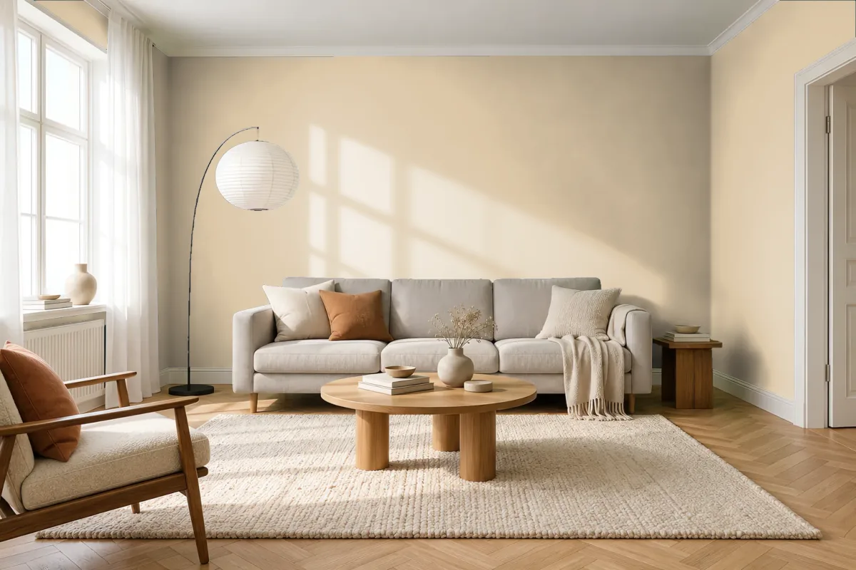 Краска Little Greene LG 132 Chamois — гостиная в скандинавском стиле