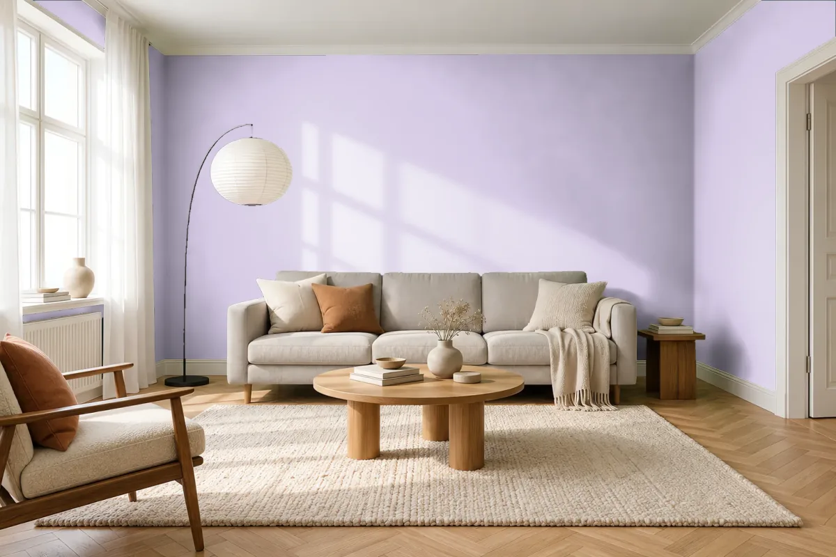 Краска PANTONE 531 C — гостиная в скандинавском стиле