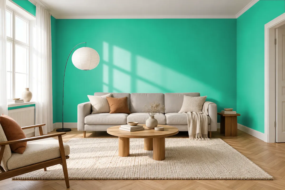 Краска PANTONE 339 C — гостиная в скандинавском стиле