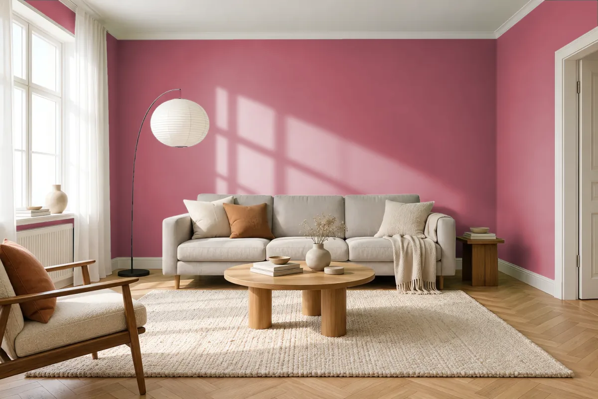 Краска PANTONE 7419 C — гостиная в скандинавском стиле