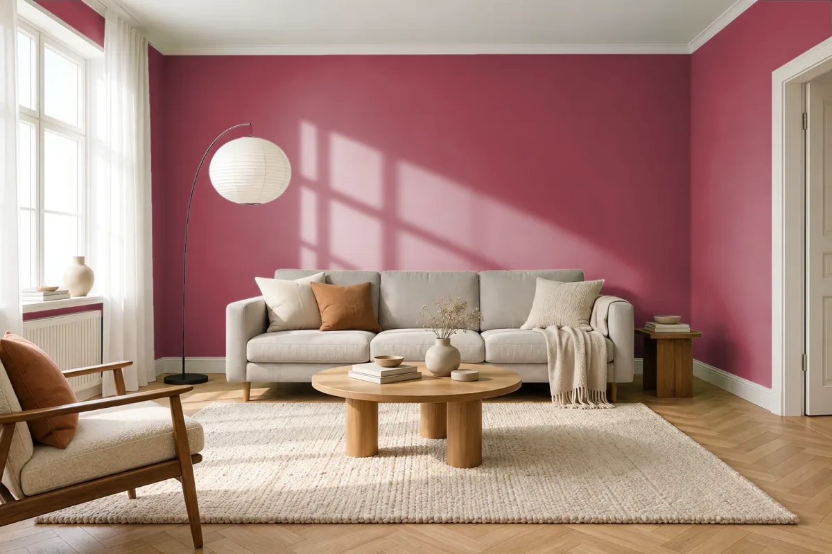 Краска PANTONE 1955 C — гостиная в скандинавском стиле
