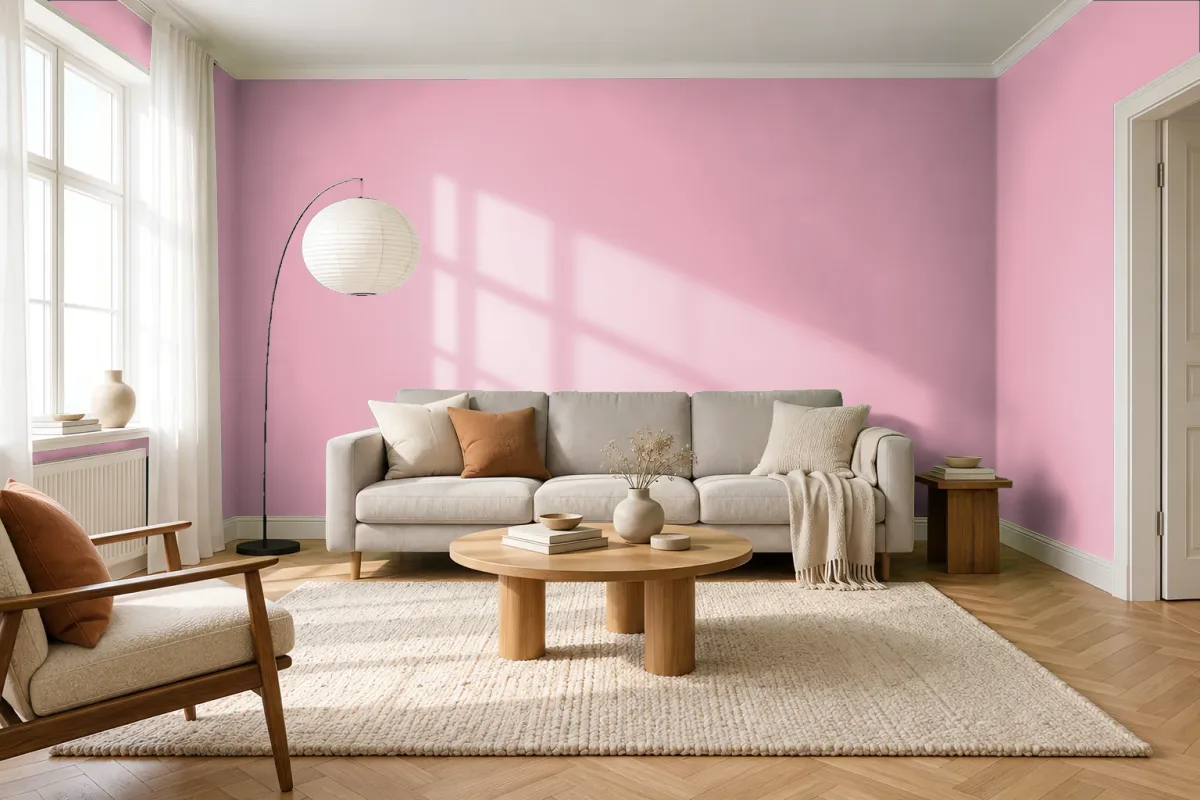 Краска PANTONE 197 C — гостиная в скандинавском стиле