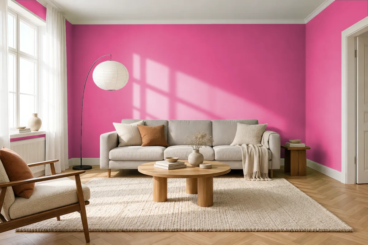 Краска PANTONE 7424 C — гостиная в скандинавском стиле