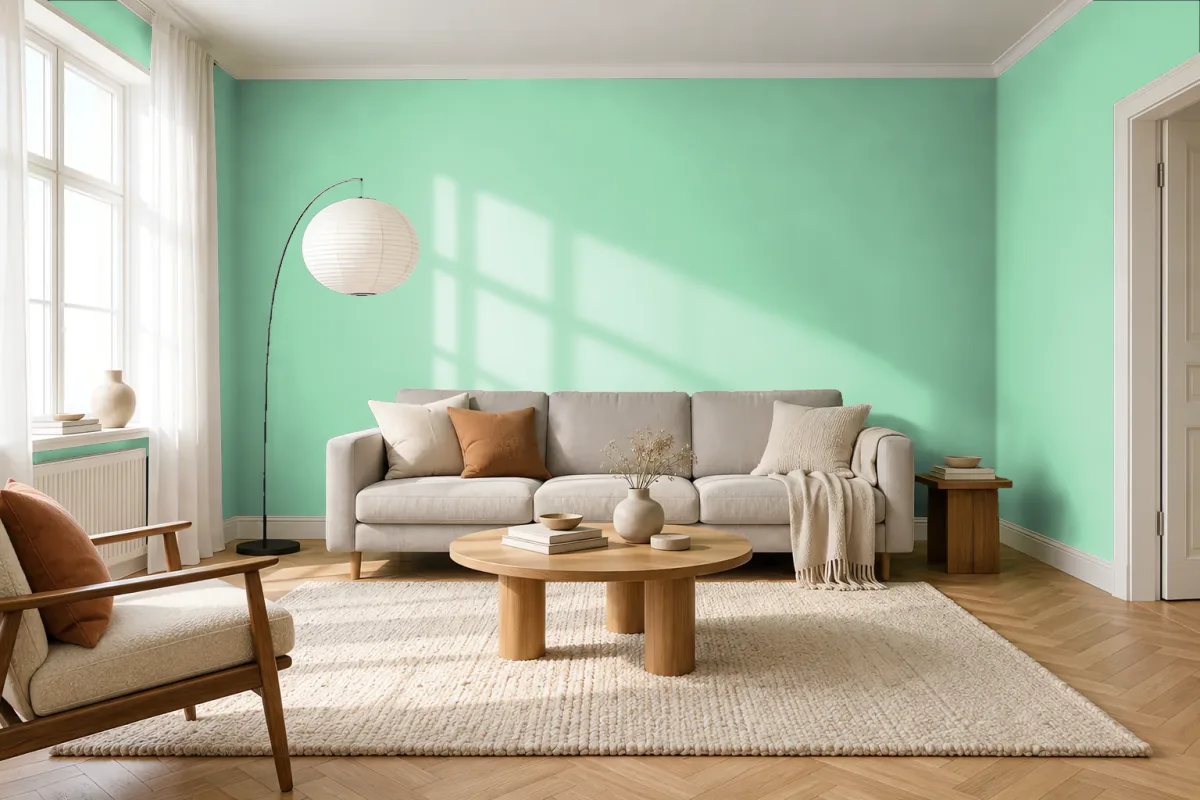 Краска PANTONE 345 C — гостиная в скандинавском стиле