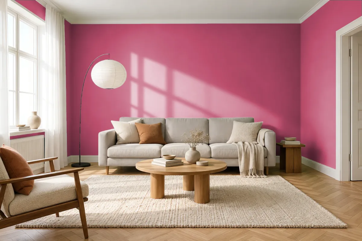 Краска PANTONE 7425 C — гостиная в скандинавском стиле