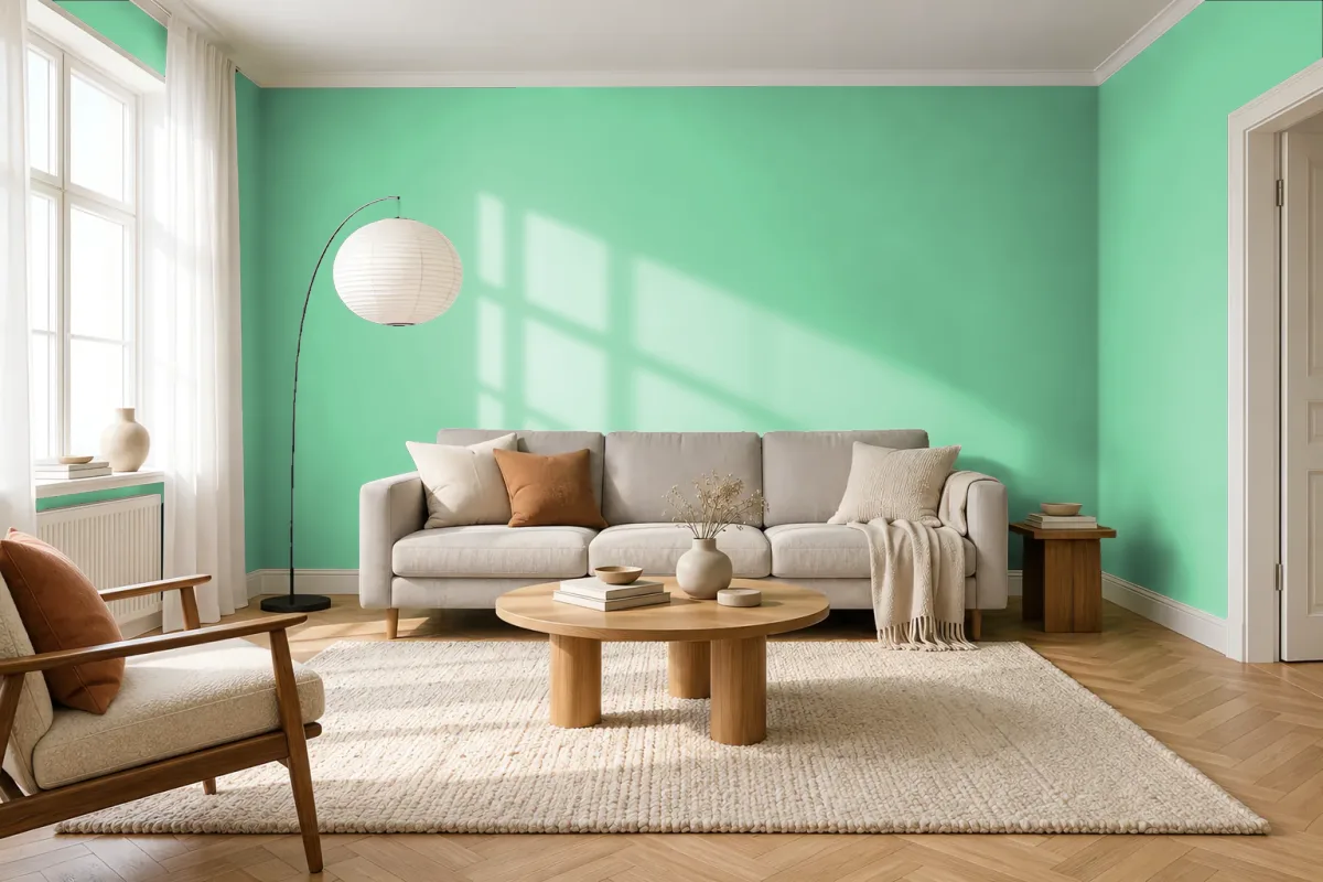 Краска PANTONE 346 C — гостиная в скандинавском стиле