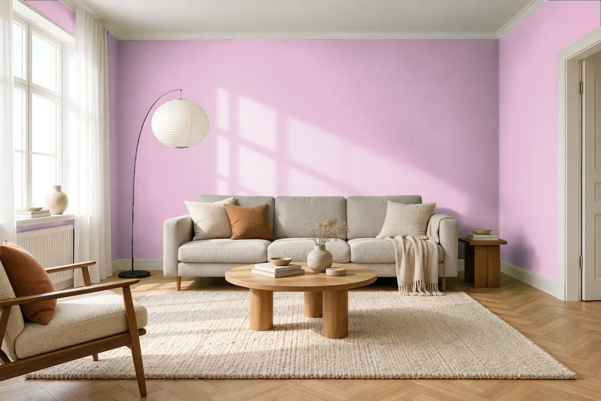 Краска PANTONE 203 C — гостиная в скандинавском стиле