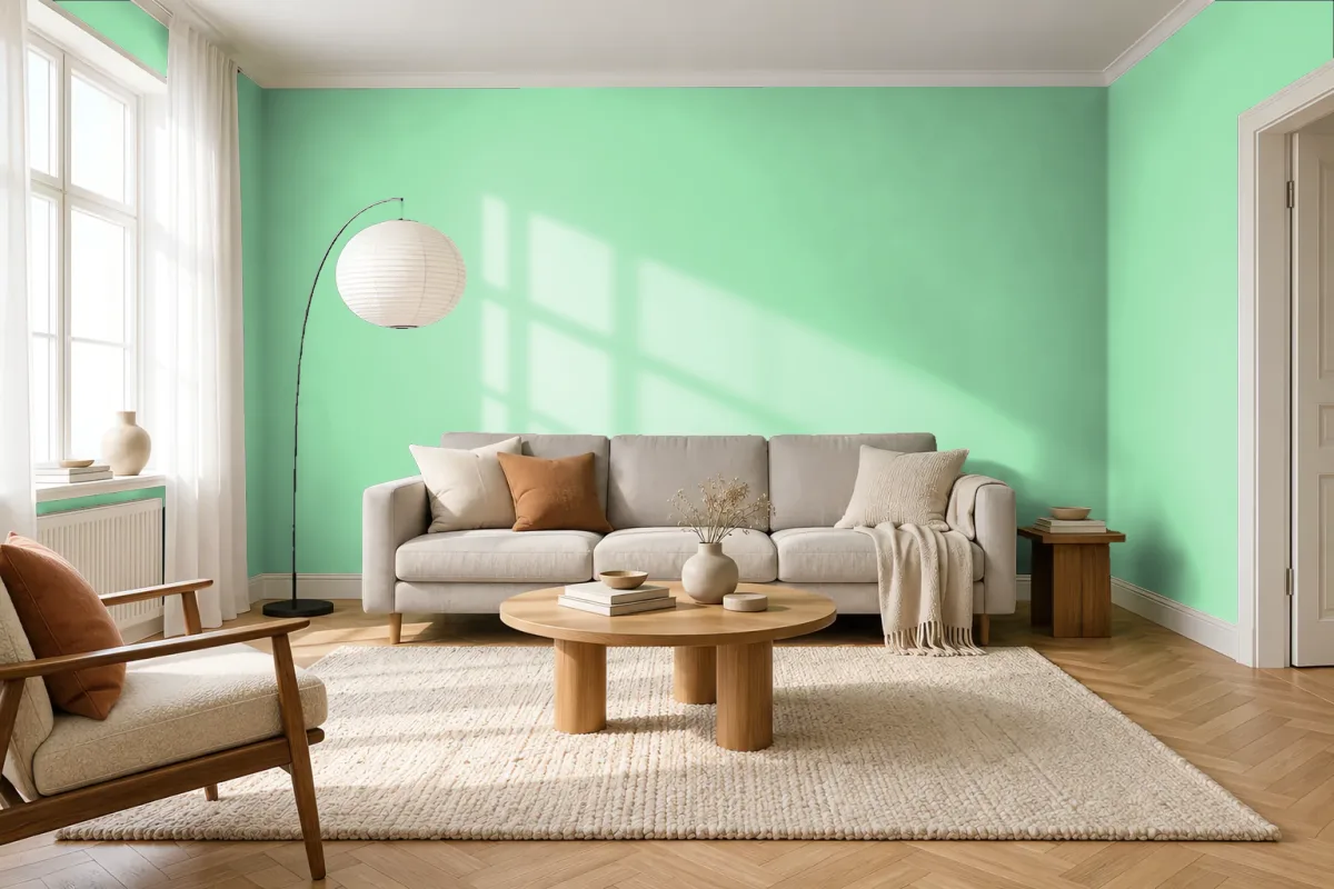 Краска PANTONE 352 C — гостиная в скандинавском стиле