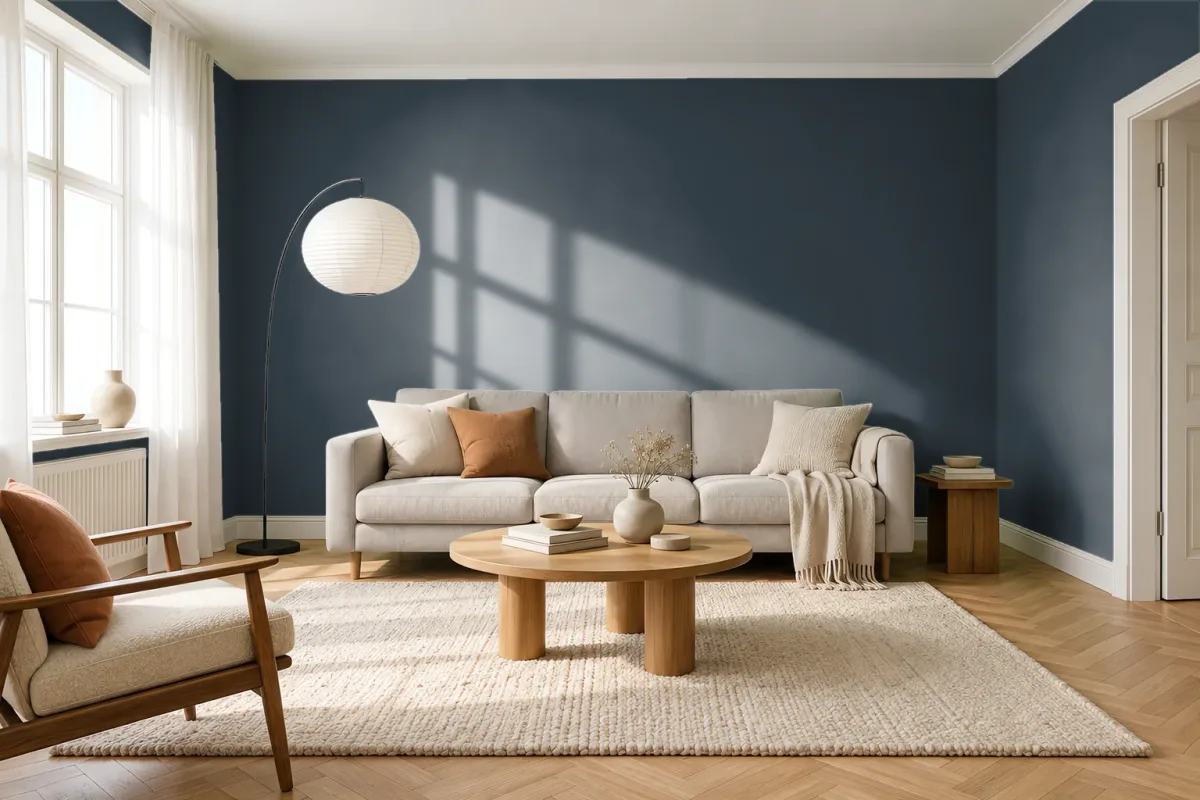 Краска PANTONE 5463 C — гостиная в скандинавском стиле